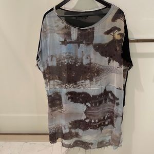 All Saints frayed silk tunic